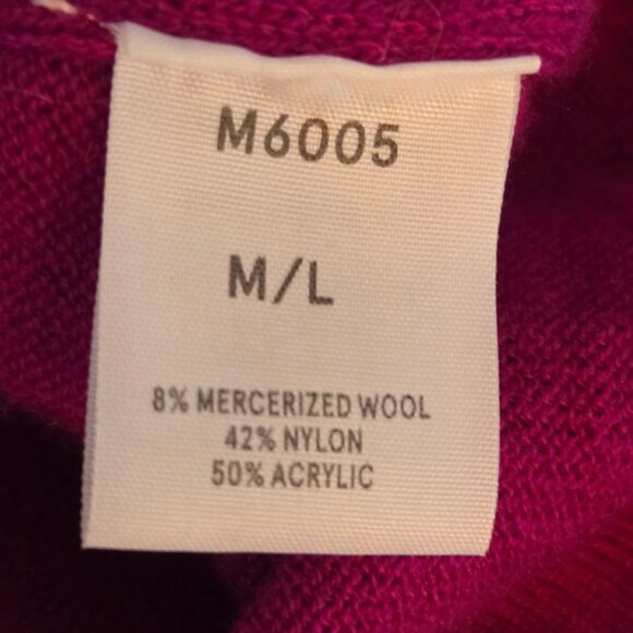 Kerisma Sweater Large Mercerized Wool Magenta Oversized Jagged Hem Cozy Preppy - Picture 8 of 11